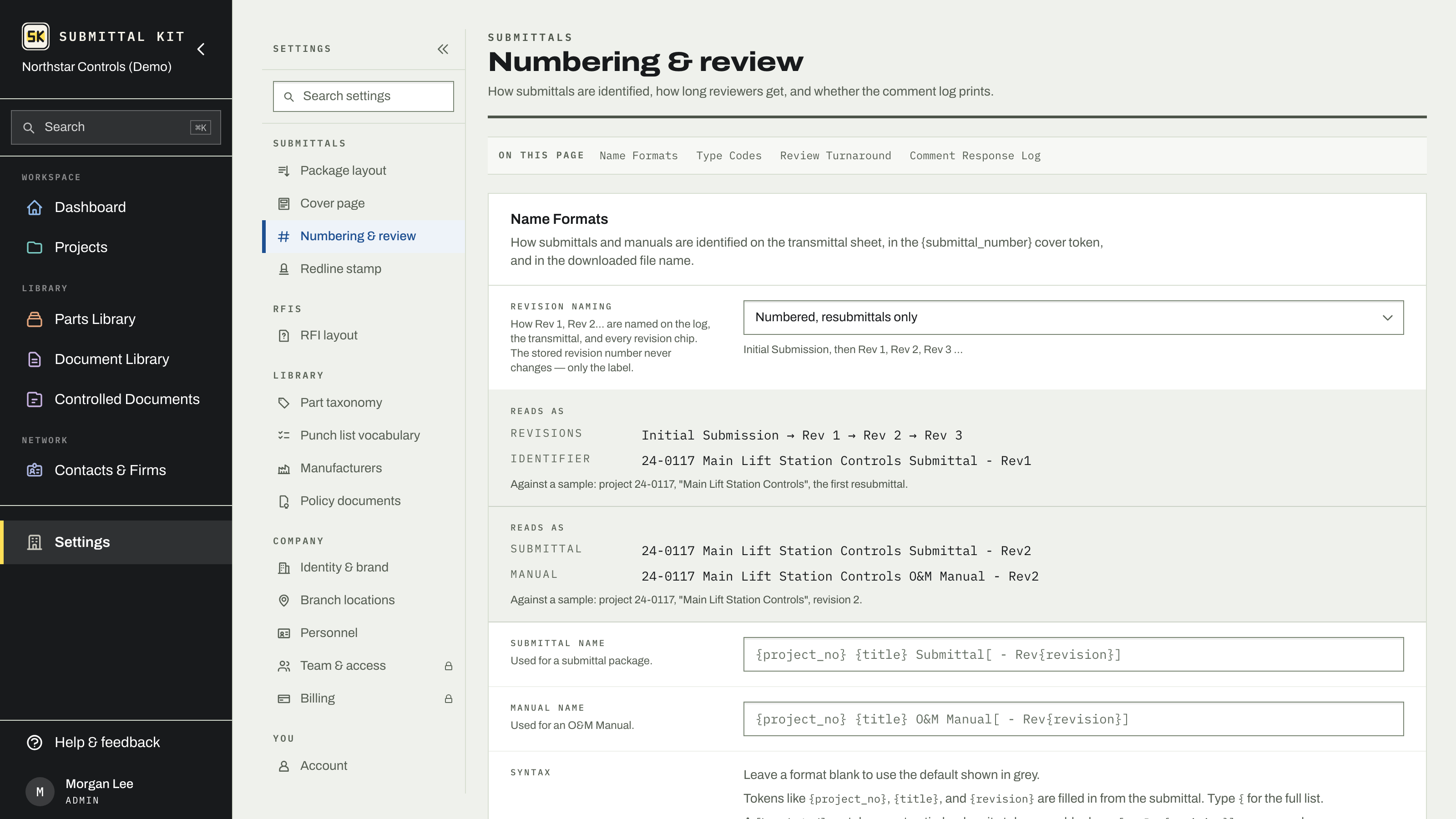 Name formats with the live preview